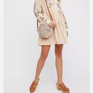 Free People Cream Dress with Floral Embroidery
